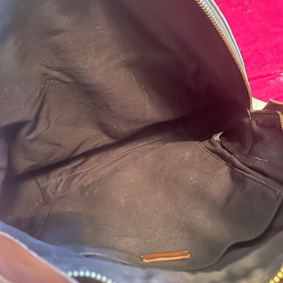 Heavy canvas and leather backpack, army green - Picture 4 of 5